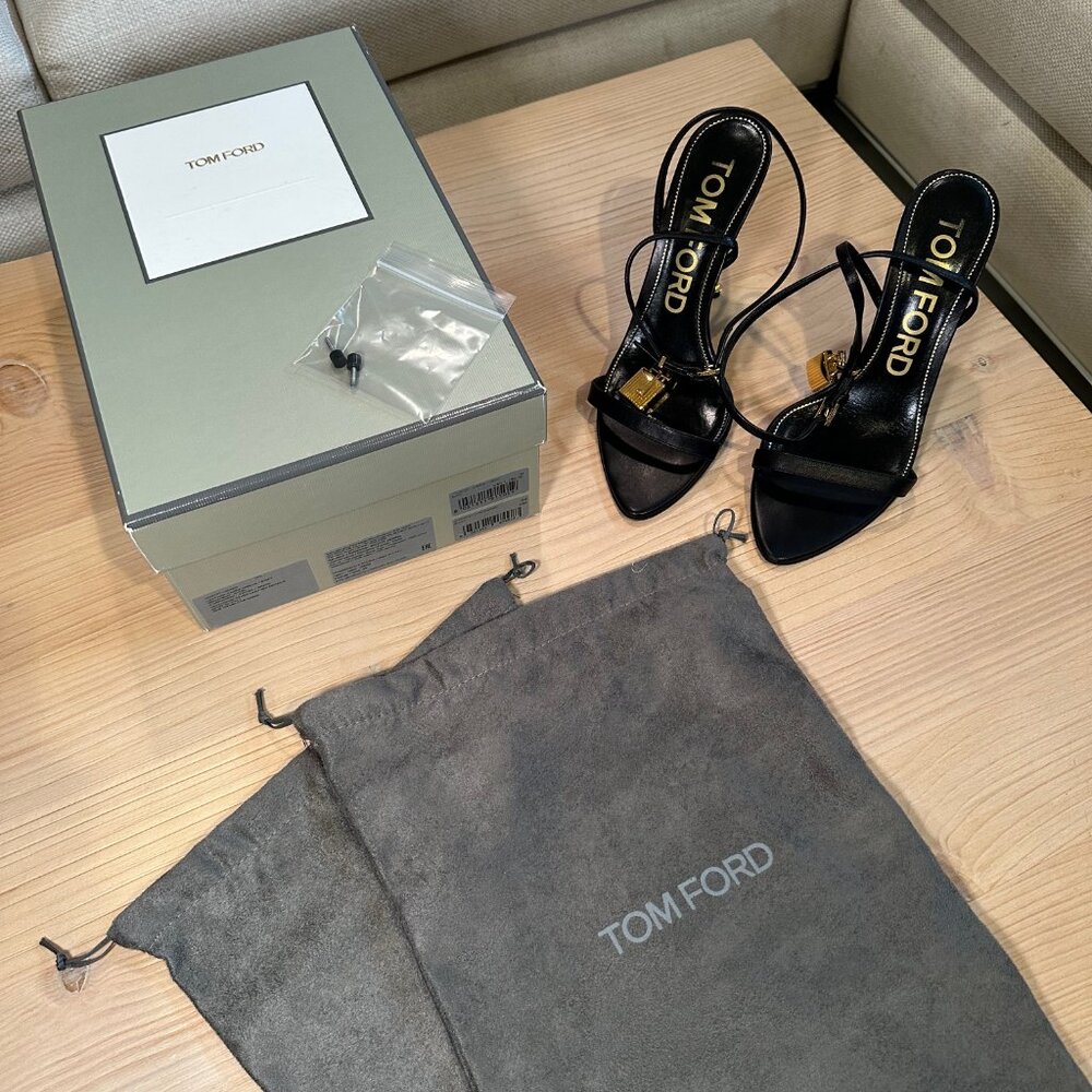 Tom Ford Lock Heel Sandals - Black (Women's Size EU 39) - Picture 14 of 16
